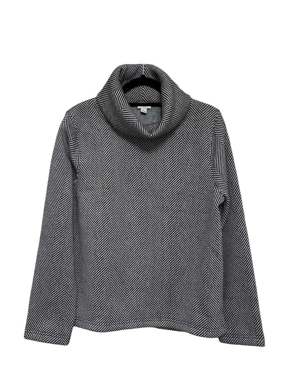 J. Crew Factory Long-Sleeve Funnelneck Pullover Fleece in Herringbone - Size L